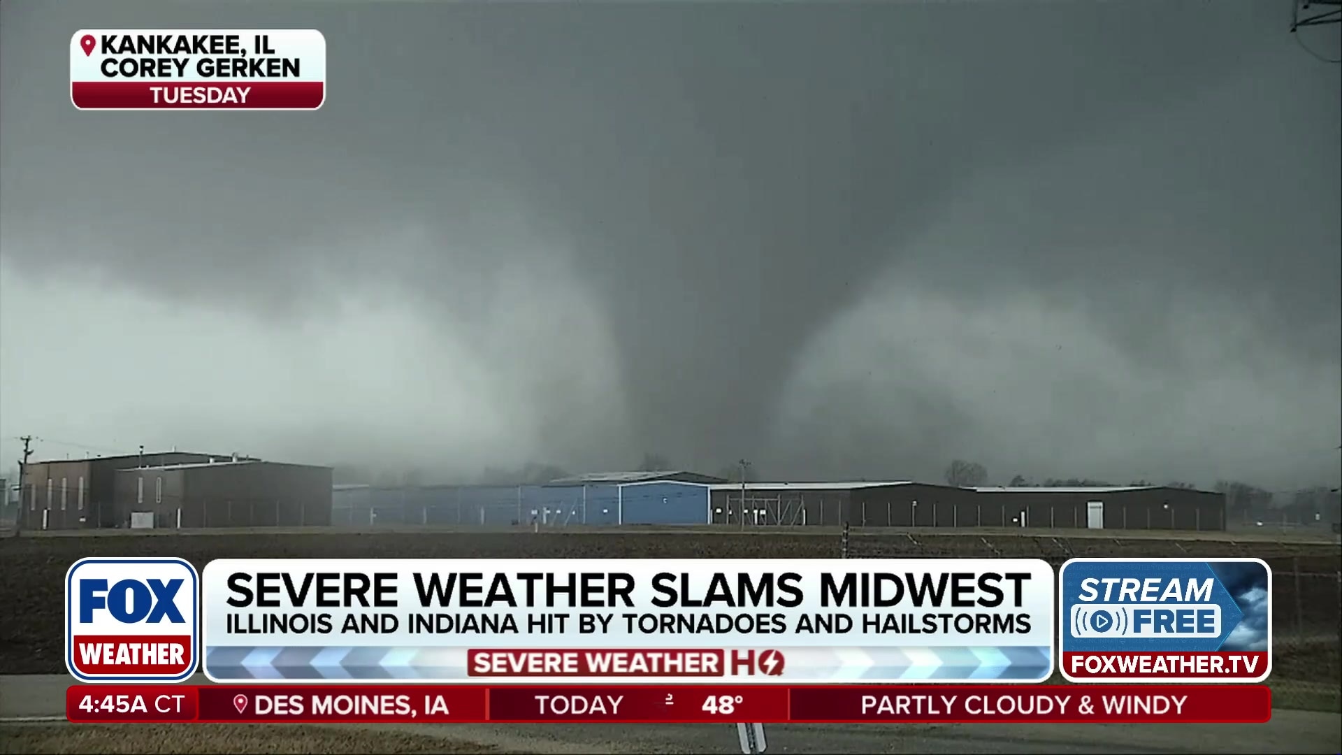 Severe weather slams Midwest with confirmed tornadoes and giant hailstones