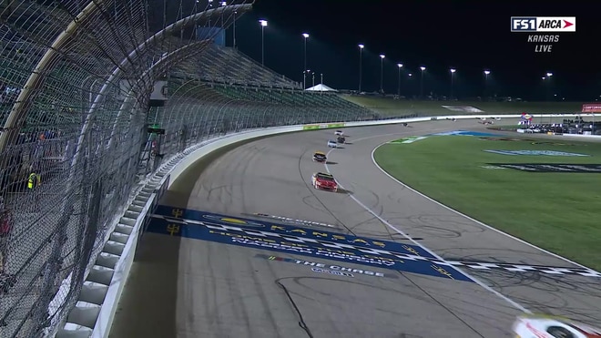 Landon S. Huffman hits the wall late at Kansas Speedway