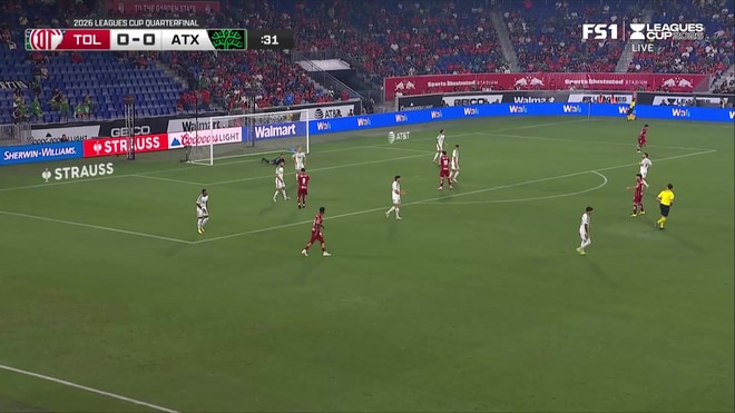 Alexis Vega's sharp shot is saved by the goalkeeper