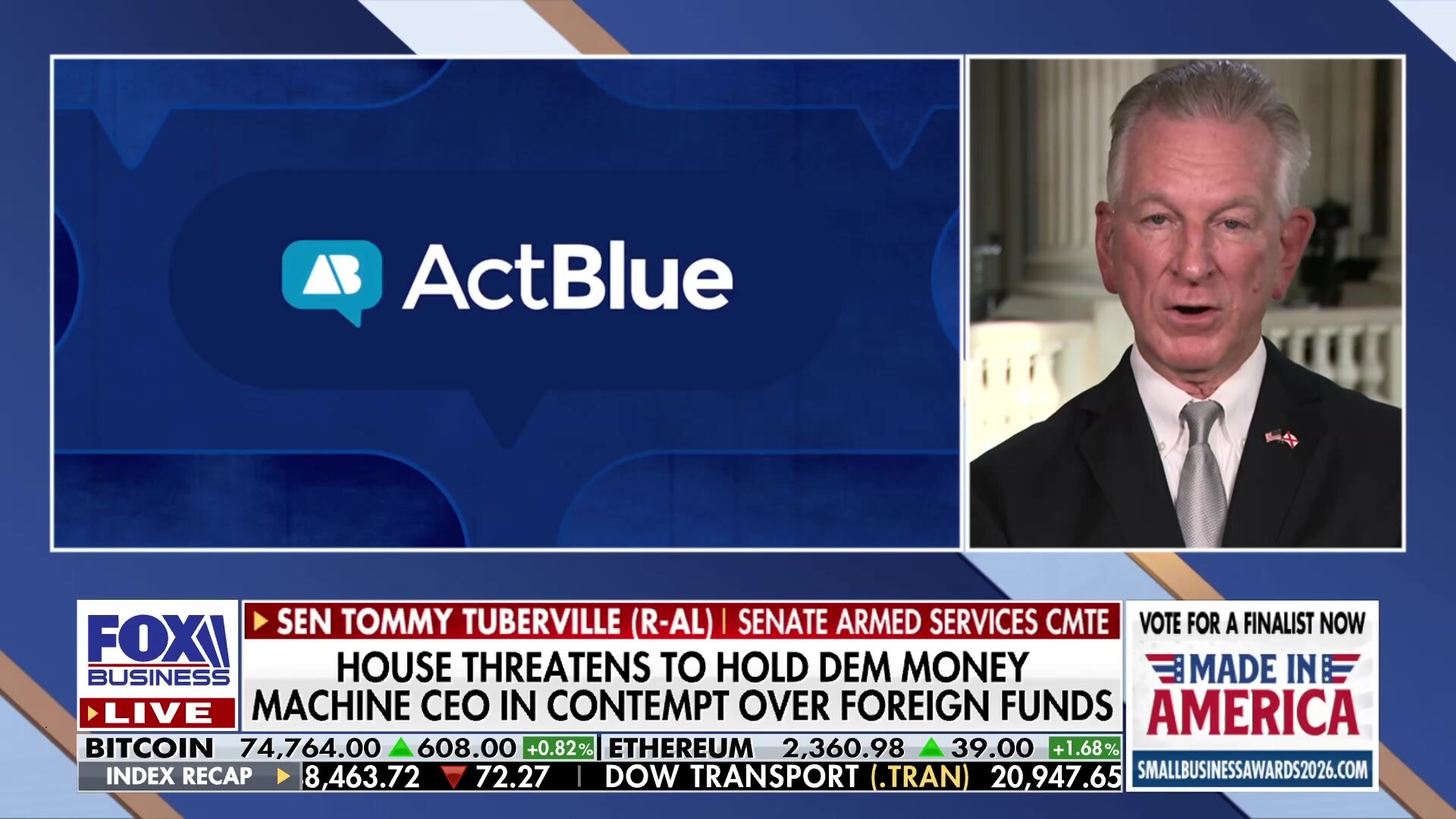 Sen. Tommy Tuberville calls ActBlue a "complete scam"