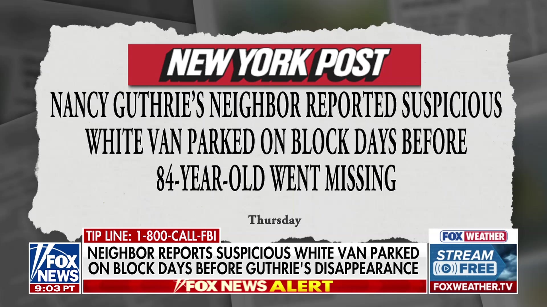 Nancy Guthrie's neighbor reports suspicious white van days before disappearance