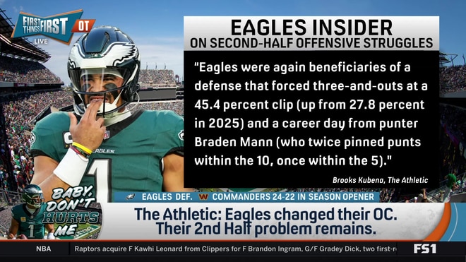 Philadelphia Eagles' second-half struggles spark concern despite Week 1 win