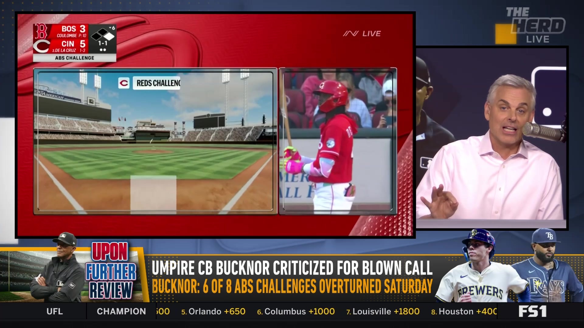 Colin Cowherd highlights umpire CB Bucknor's comical blown call in MLB