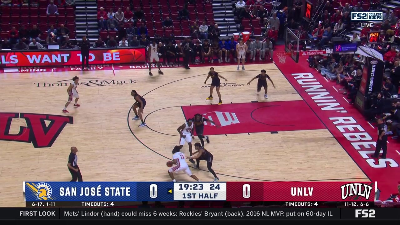 Emmanuel Stephen gets the put-back dunk for UNLV