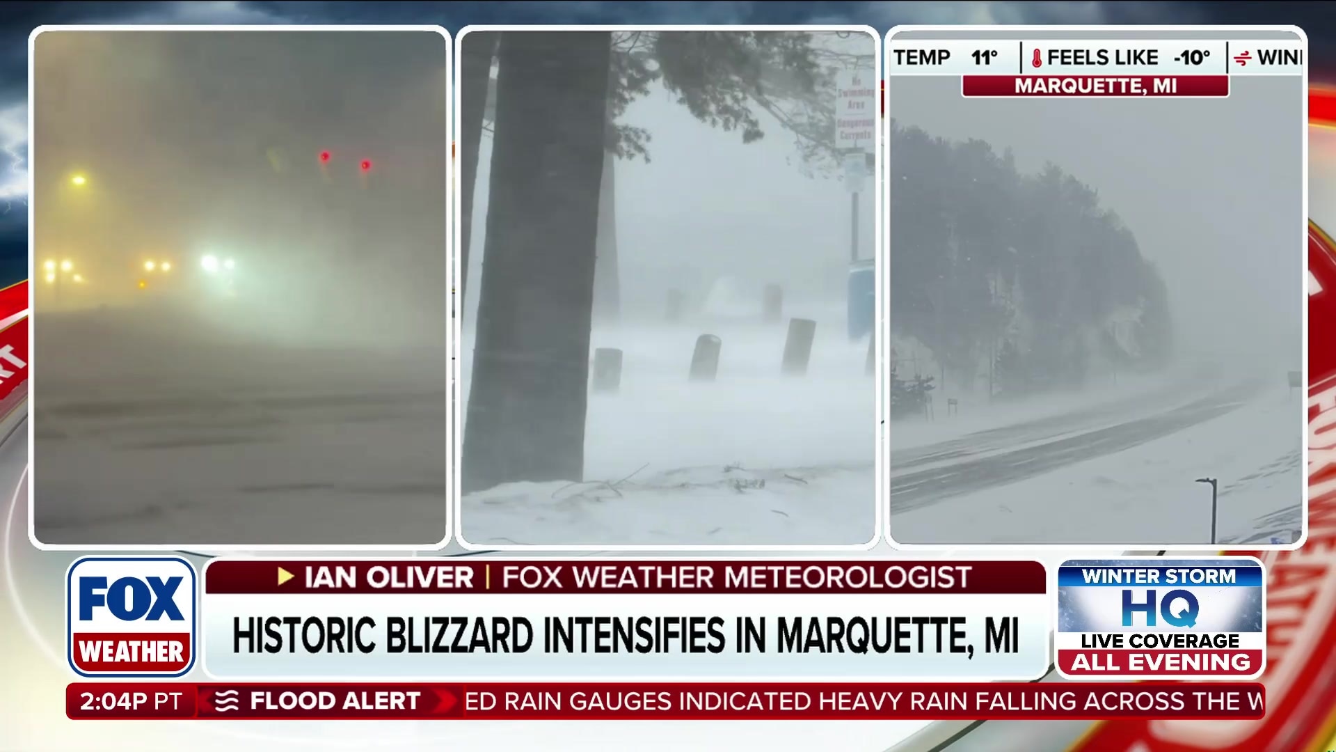 Historic blizzard rages across Marquette, Michigan with sub-zero temperatures