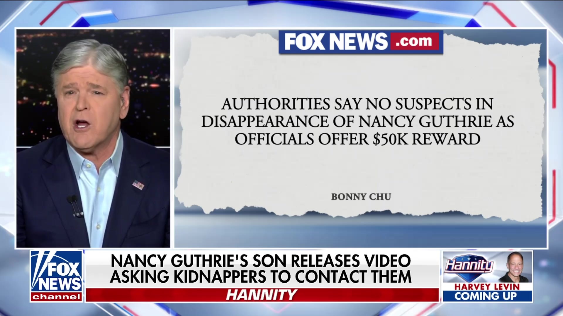 Watch FBI offers $50K reward for leads in Nancy Guthrie disappearance ...