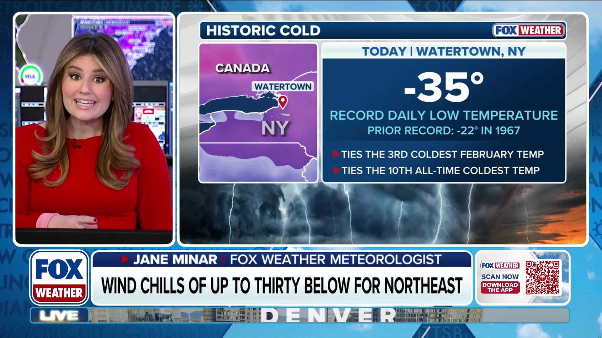 Watertown, NY records historic -35°F air temperature