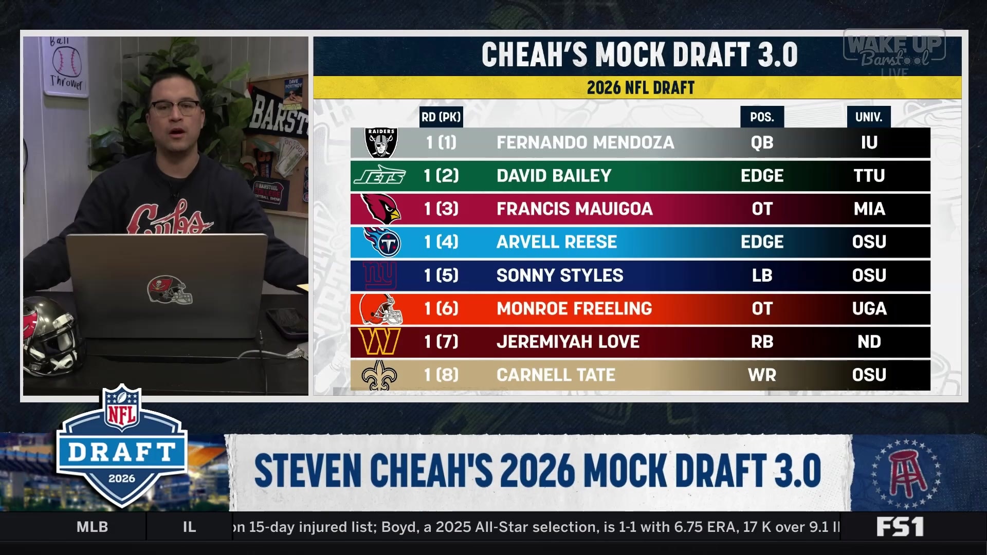 Stephen Cheah breaks down top 4 picks in 2026 NFL Mock Draft