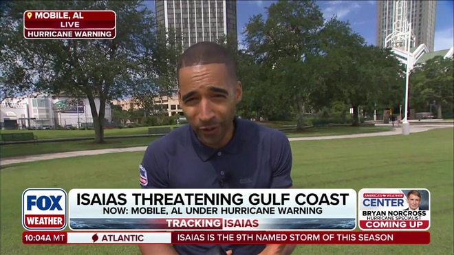 Michael Estime reports live from Mobile, Alabama on Hurricane Isaias