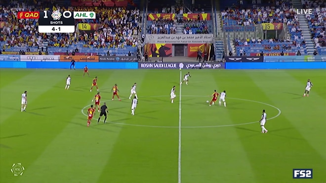 Roger Ibañez's header is saved by the goalkeeper