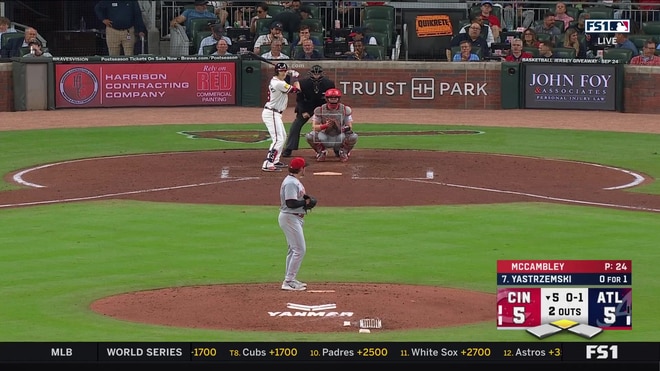 Mike Yastrzemski rips an RBI single to center field