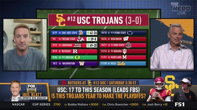 Joel Klatt's dog Ralphie interrupts as Colin Cowherd hypes up USC