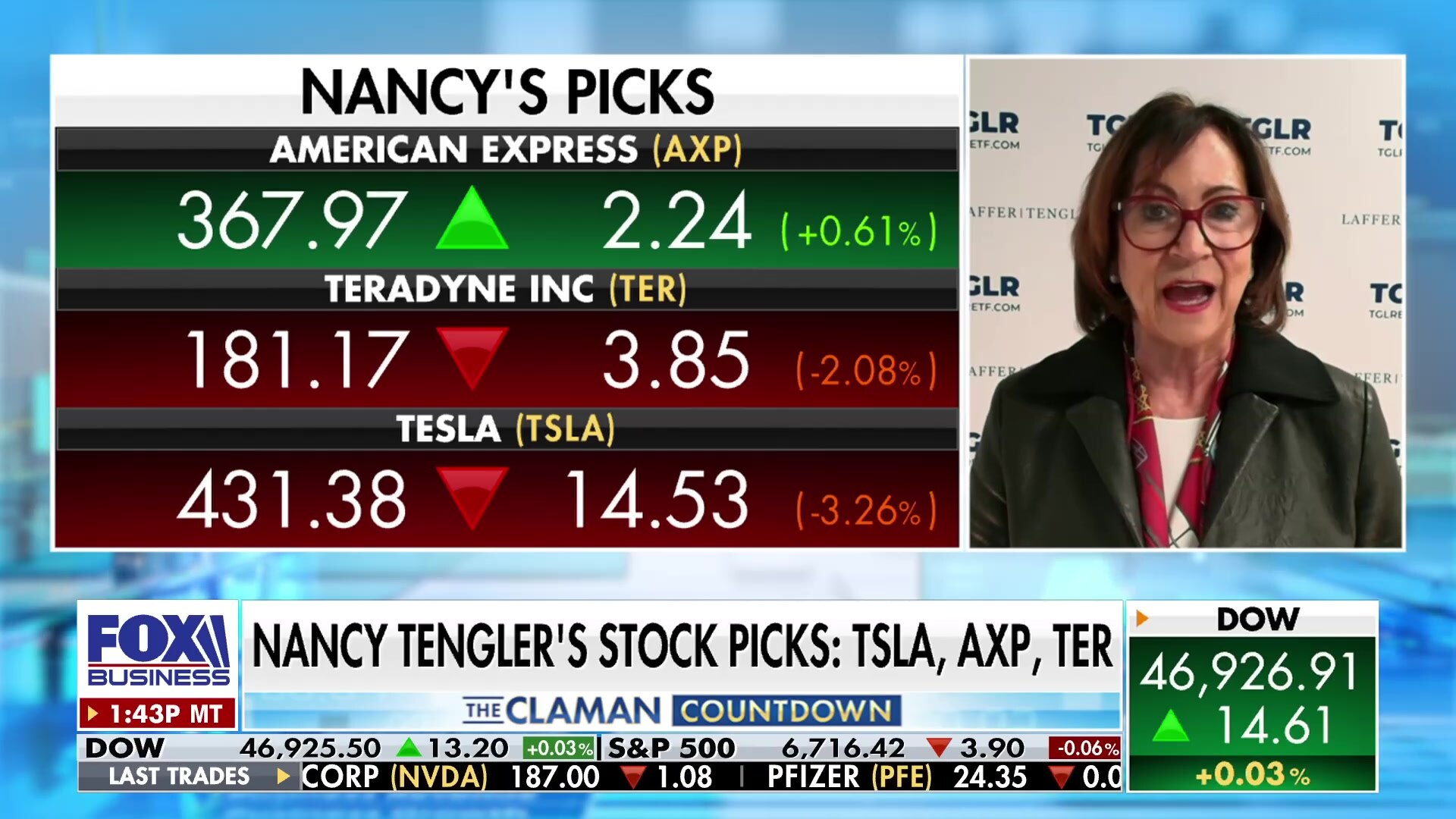 Nancy Tengler's top stock picks including Tesla and American Express