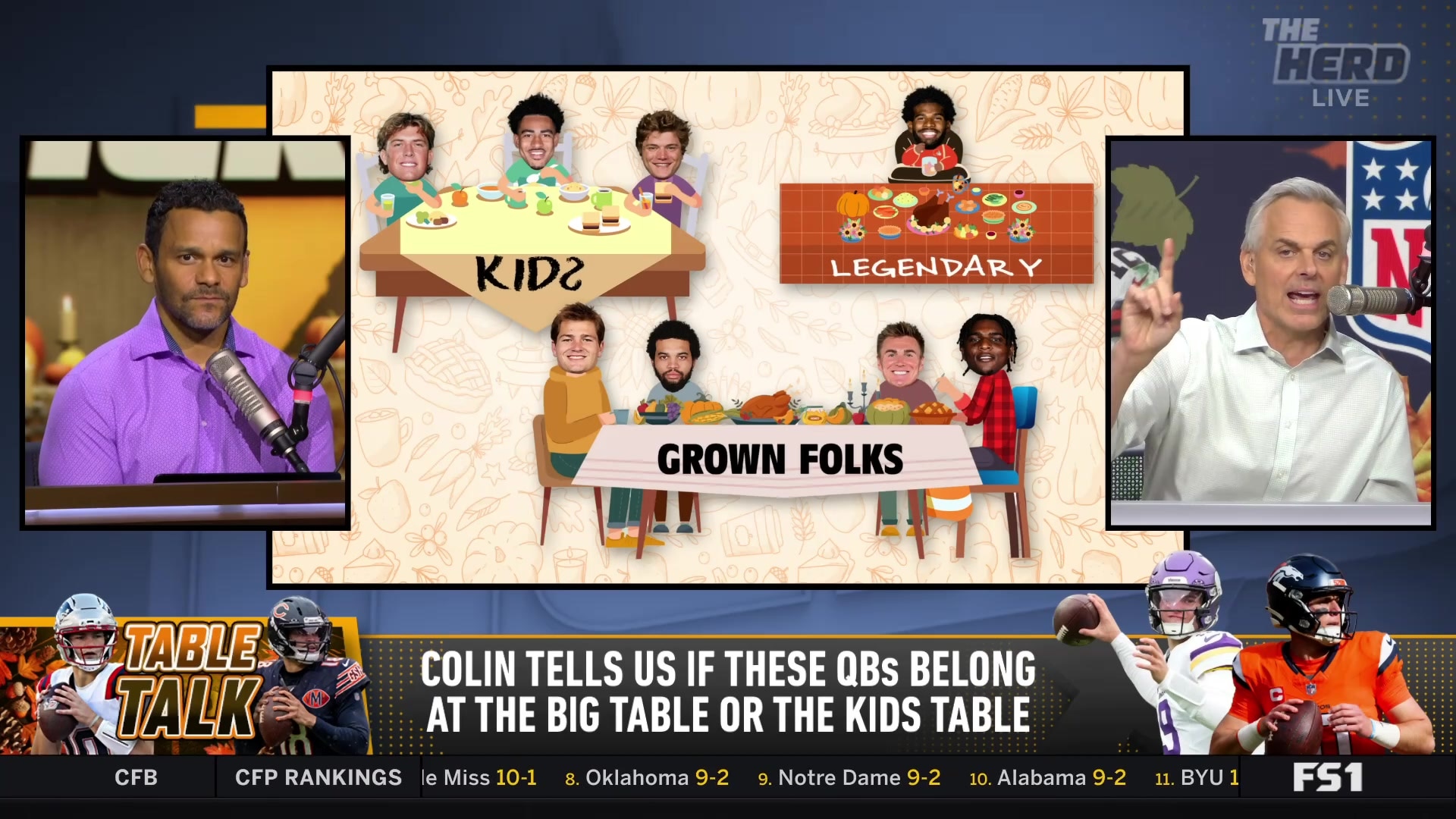 Colin Cowherd clarifies "Table Talk" philosophy and quarterback maturity