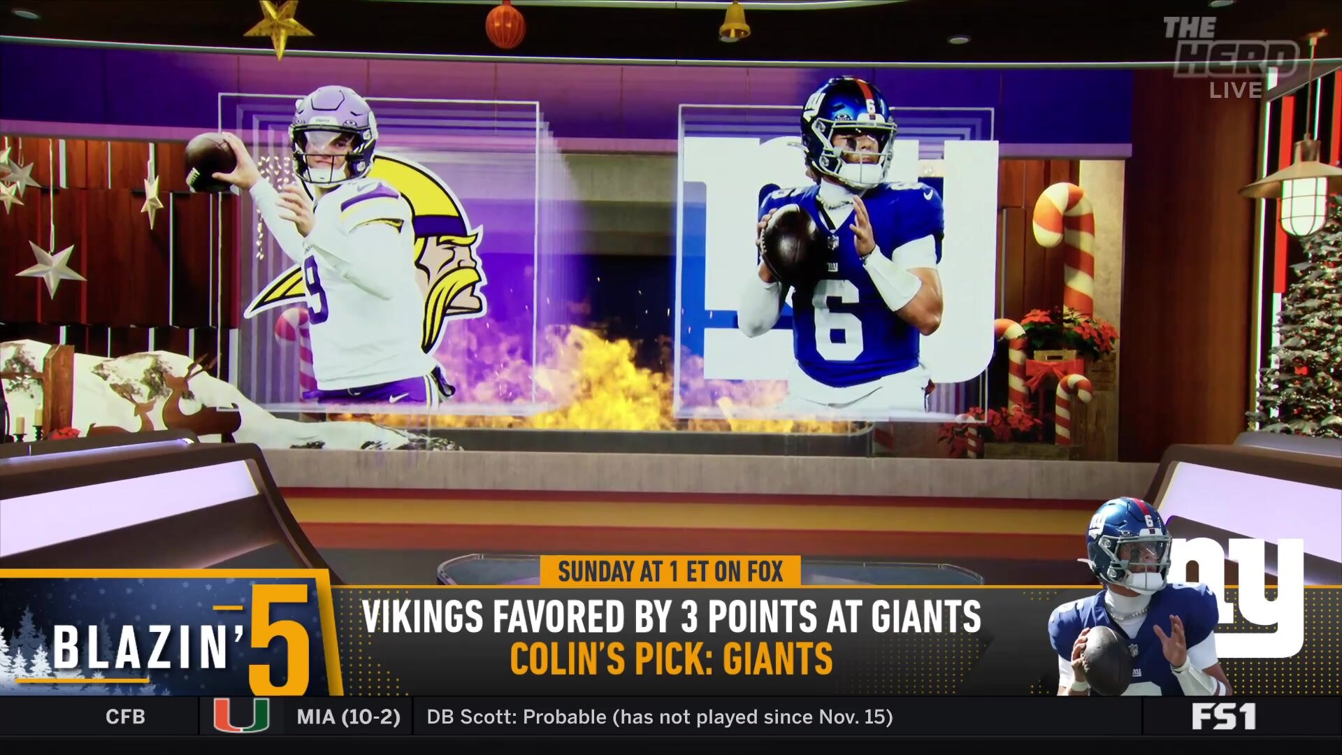 Colin's Blazin' 5: Giants Upset over Vikings