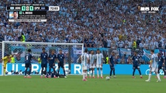 Lionel Messi's free-kick is saved by the goalkeeper