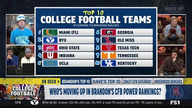 Brandon Walker's gut-reaction college football top 10 rankings
