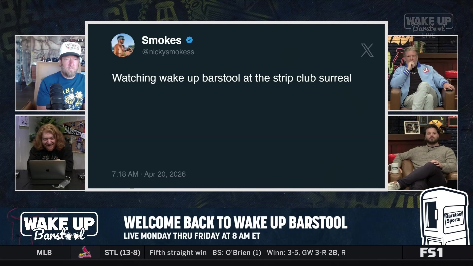 Wake Up Barstool spotted at a strip club