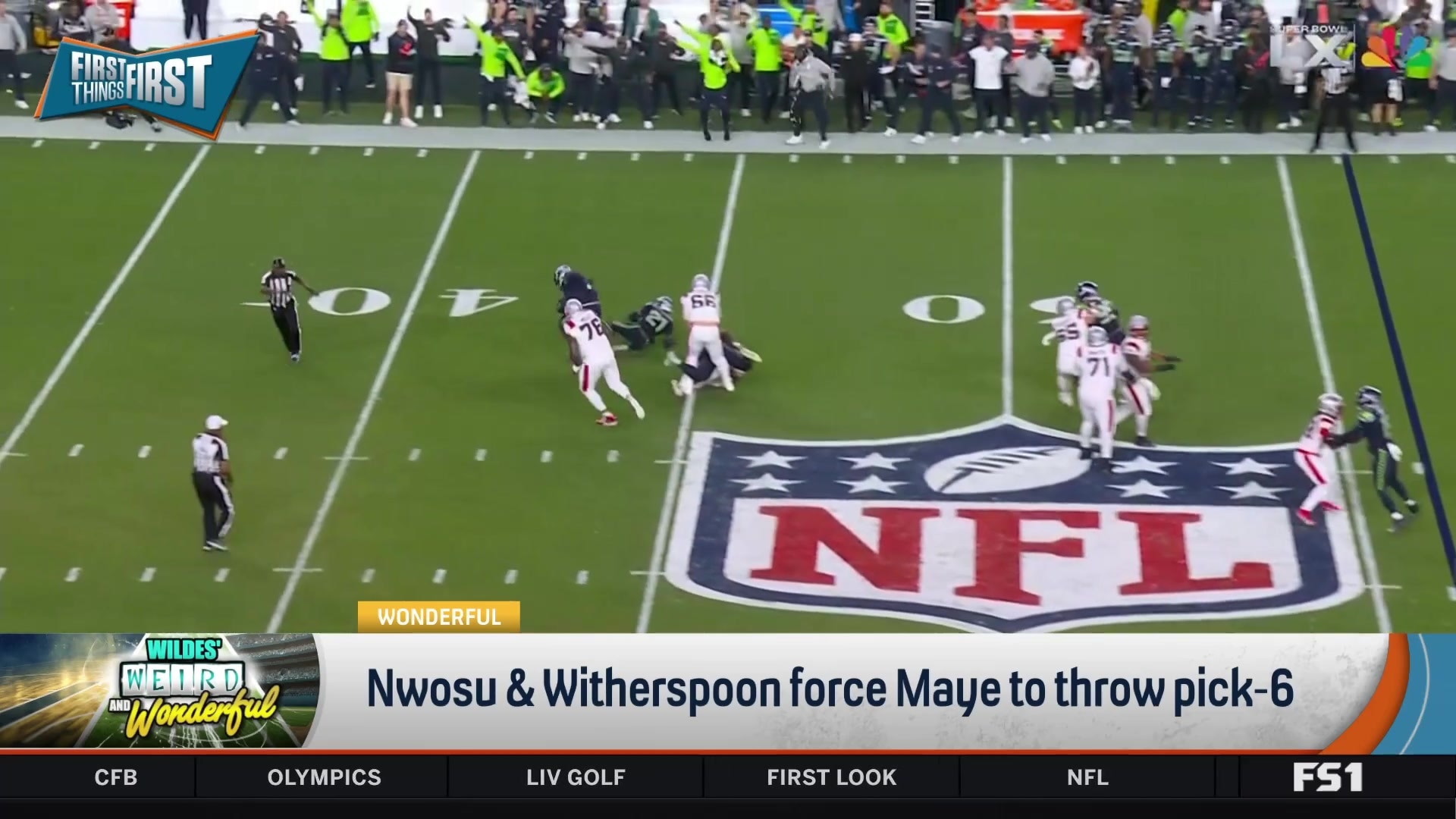 Nwosu and Witherspoon combine for a pick-6 during Wildes' Weird and Wonderful segment