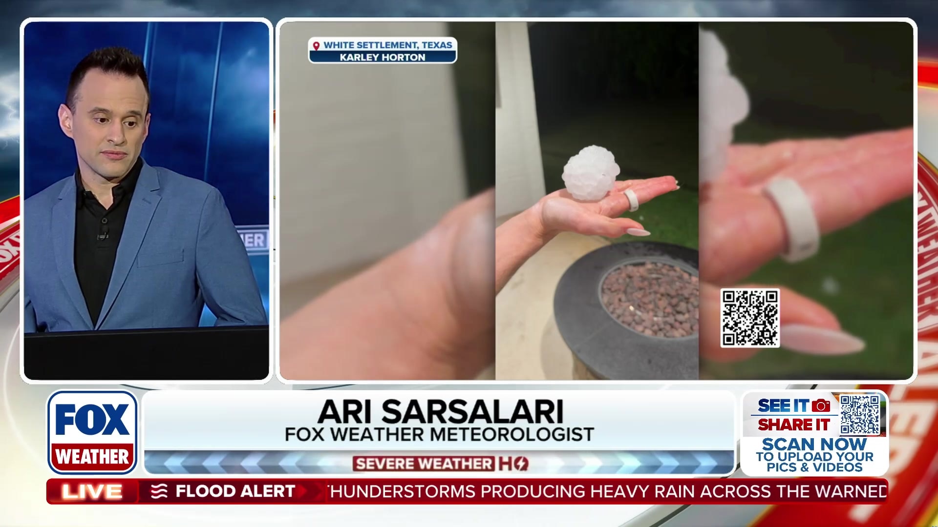 Baseball-sized hail stuns meteorologist in White Settlement