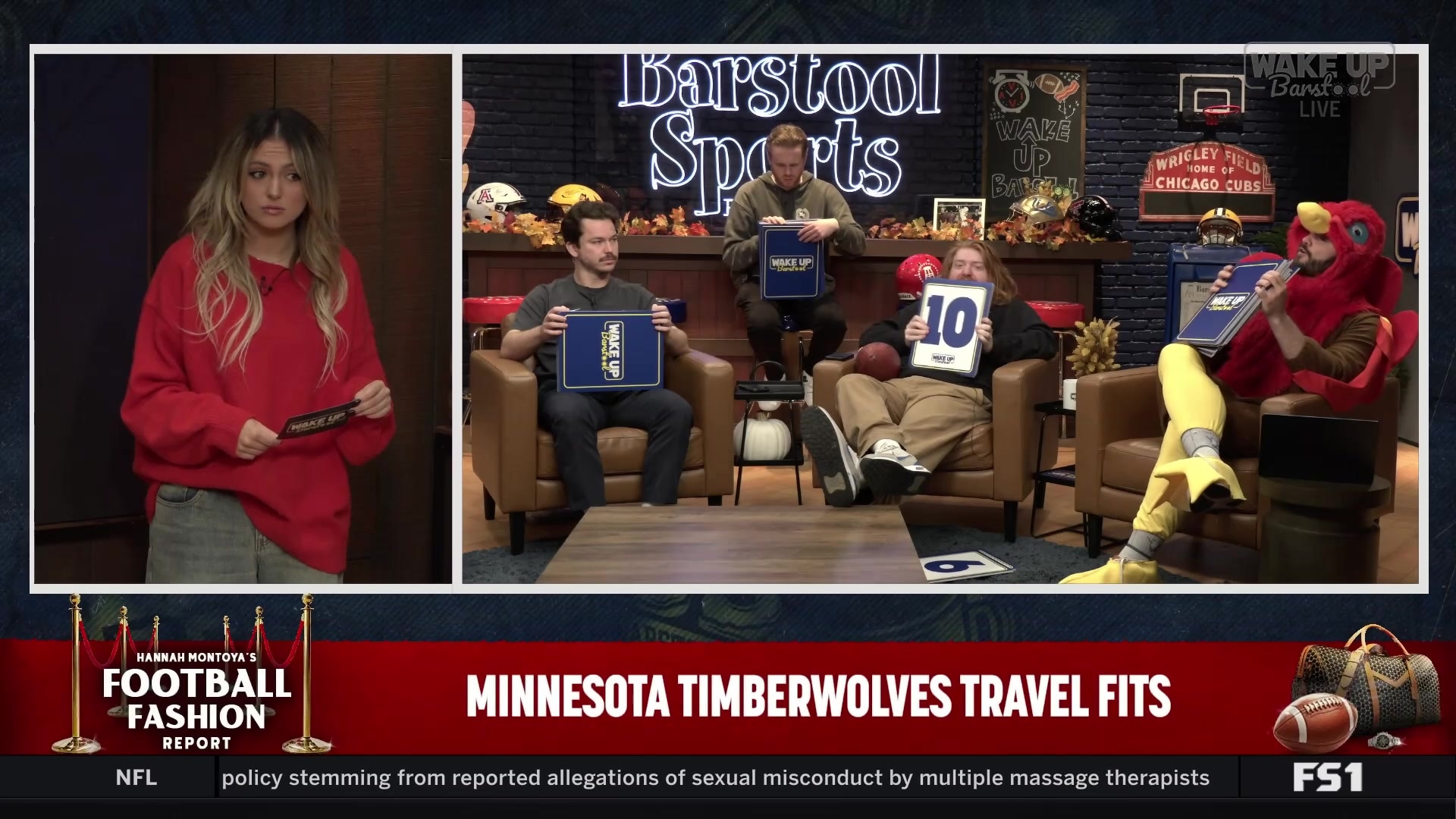 Brad Underwood wears an orange jumpsuit mimicking an AI meme