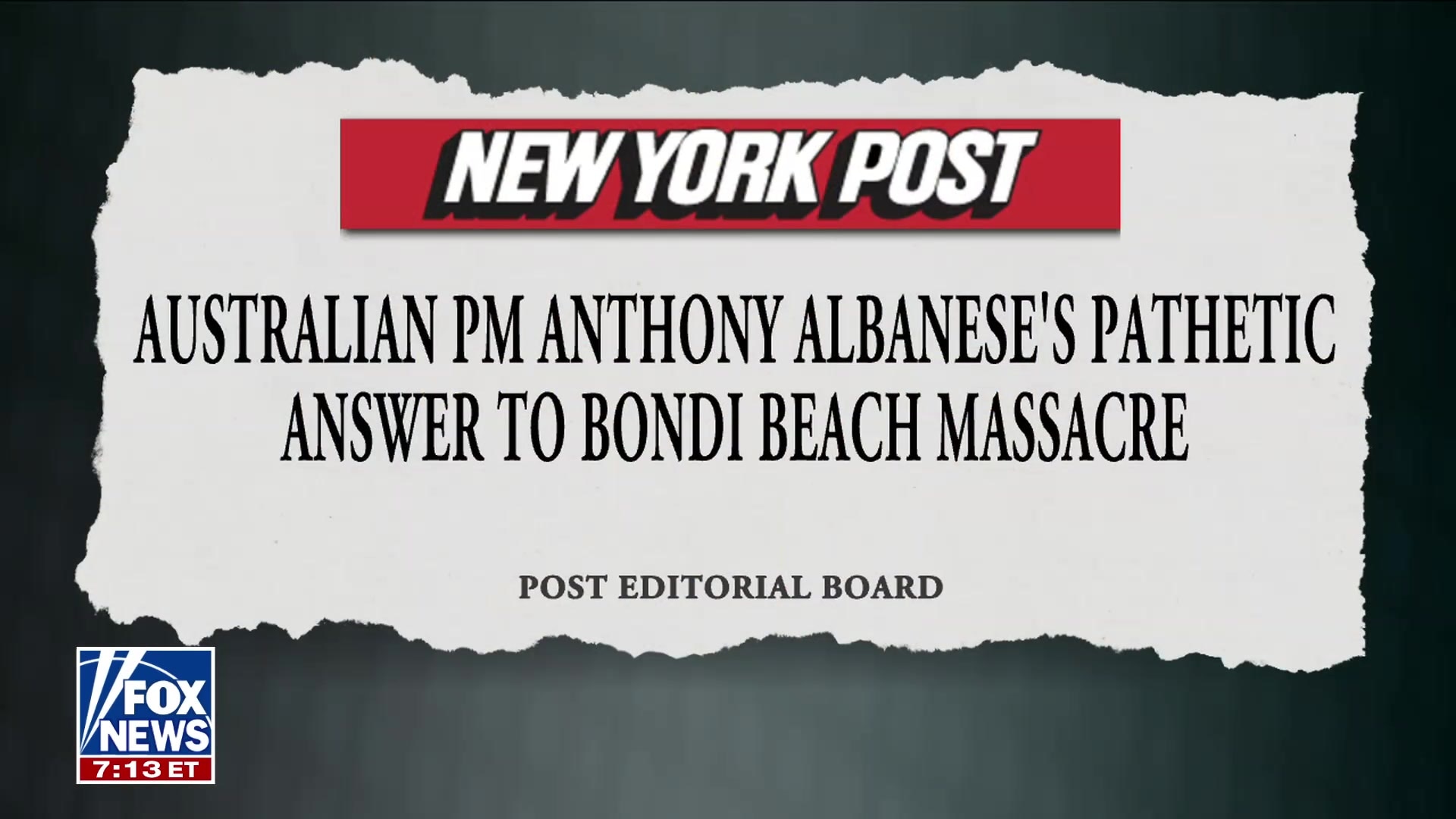 New York Post slams Australian PM's 'pathetic answer' to Bondi Beach massacre