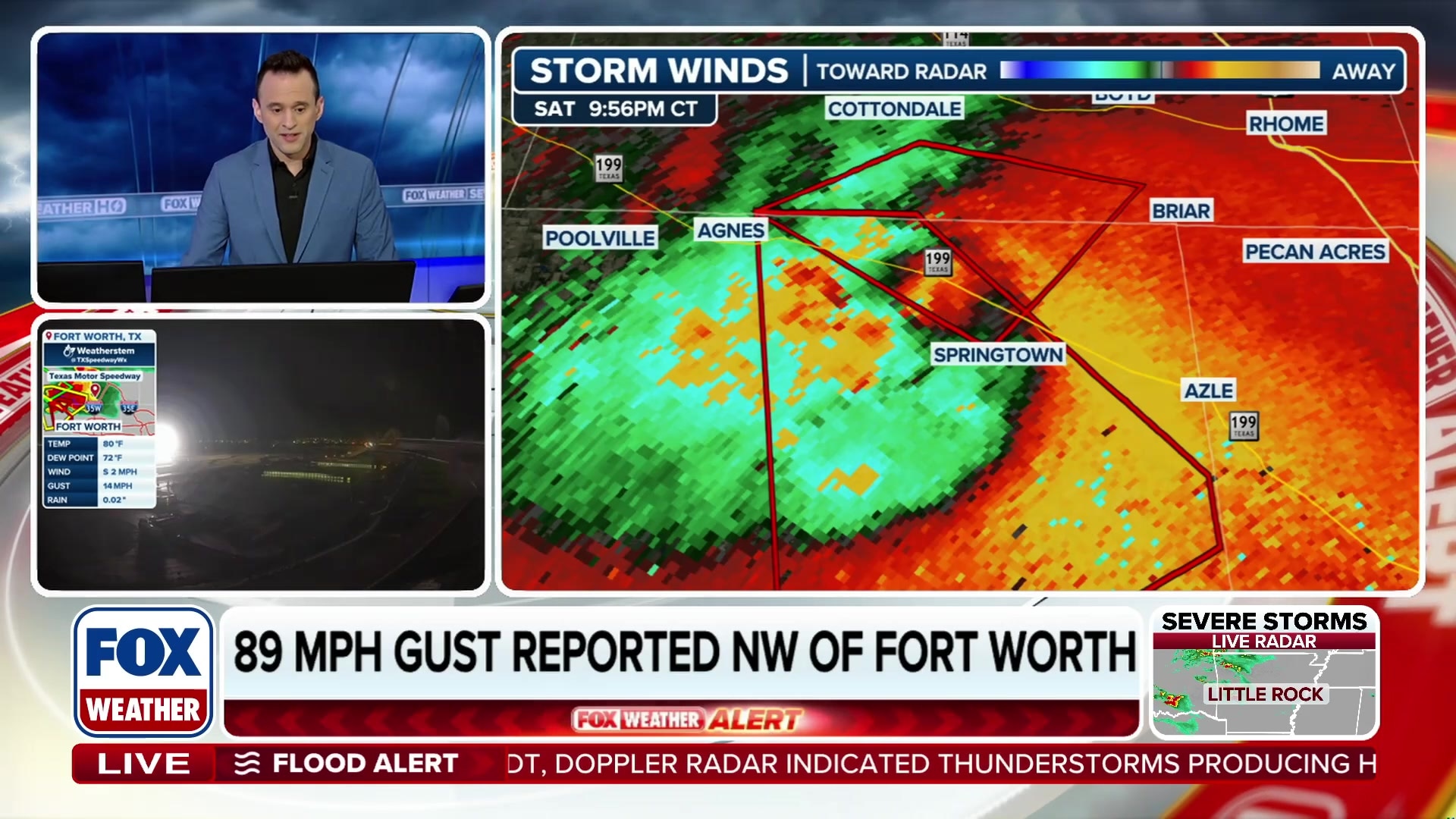 Urgent tornado warning for Springtown, Texas with extreme winds