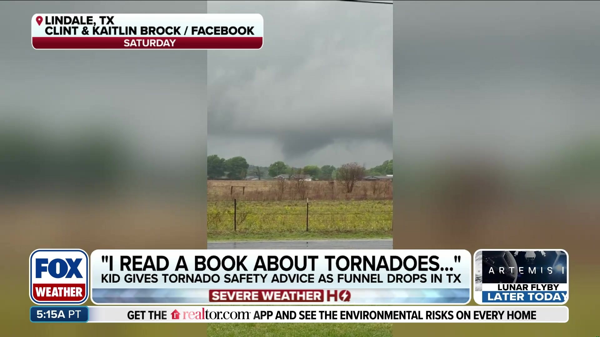 Kid gives tornado safety advice as funnel drops in TX