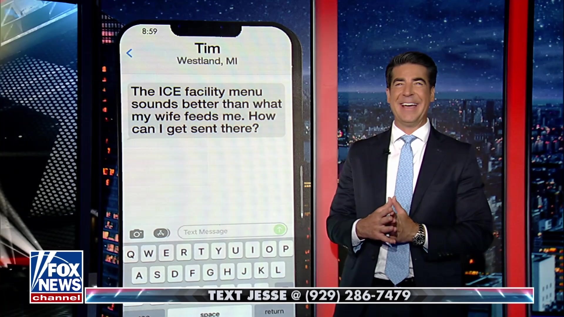 Watch Jesse Watters quips about ICE facilities in 'Text Jesse' segment