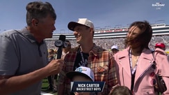 Nick Carter and family join Michael Waltrip on the NASCAR gridwalk