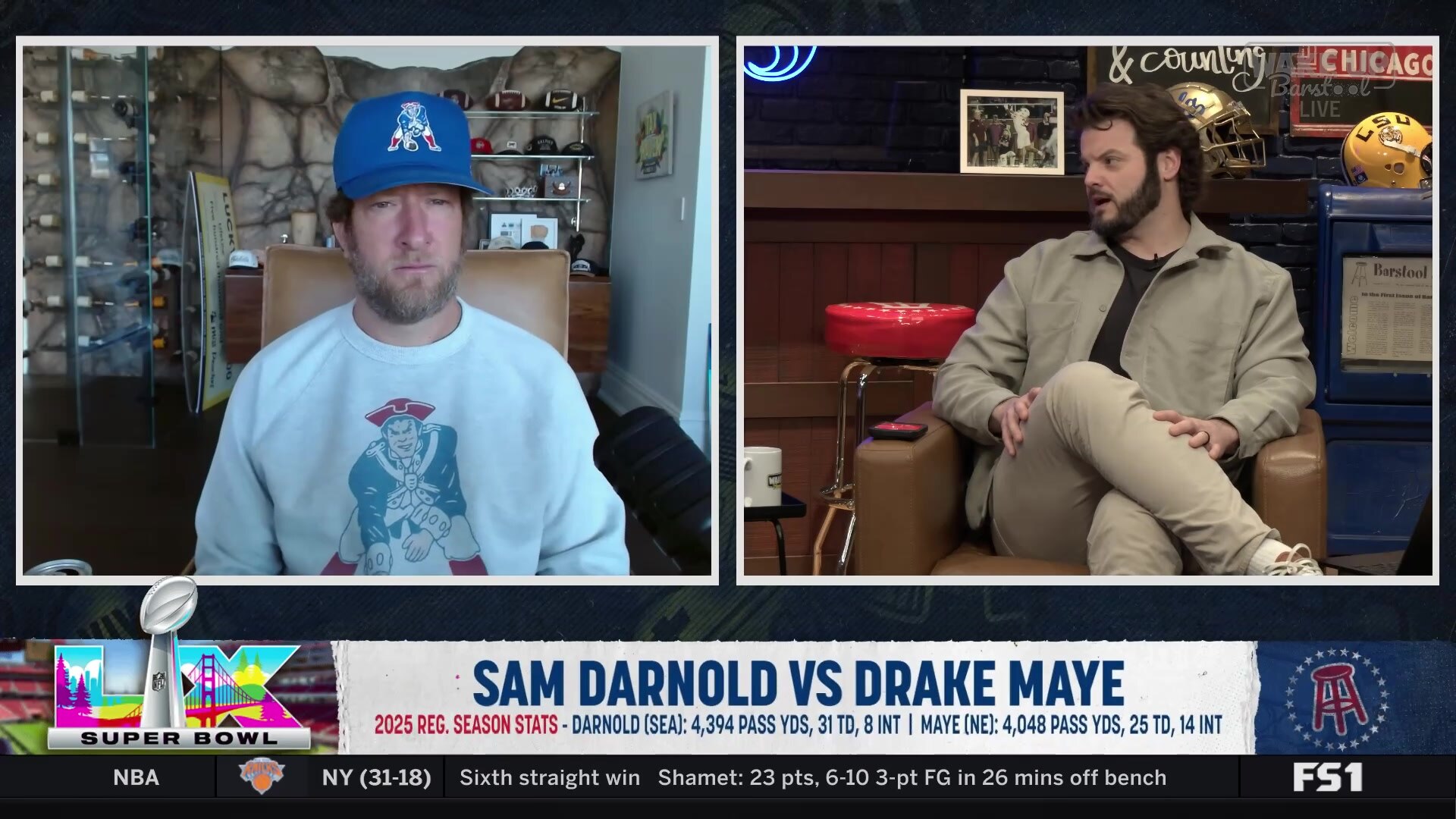 Dave Portnoy picks Drake Maye over Sam Darnold for Super Bowl LX