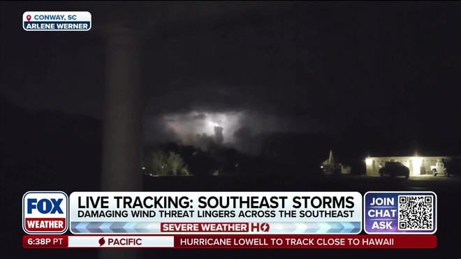 Stunning viewer footage captures dramatic crawler lightning in South Carolina