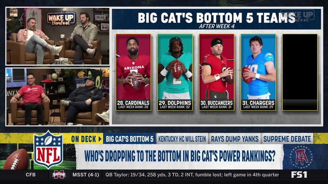 Dan 'Big Cat' Katz ranks the bottom five NFL teams after Week 4