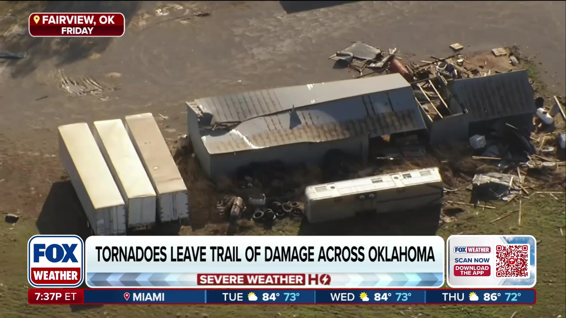 Drone footage reveals extensive tornado damage in Fairview, Oklahoma