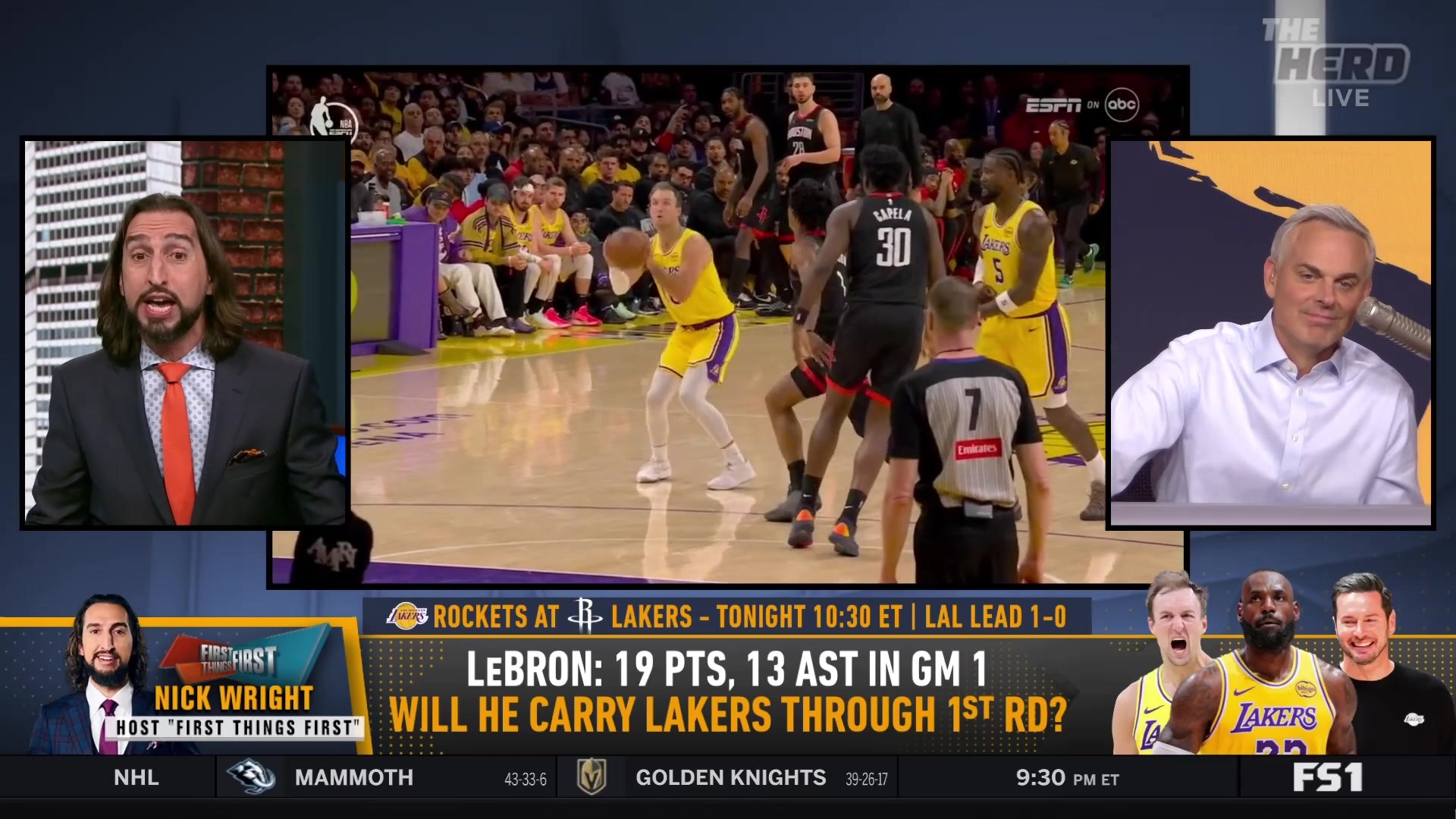 Nick Wright: LeBron's Lakers Will Advance if Rockets Lose Game 2