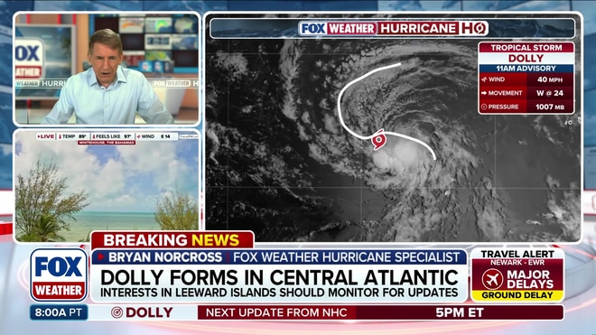 Tropical Storm Dolly forms in the central Atlantic