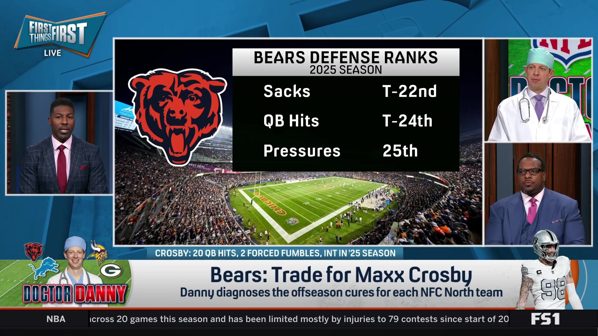 Maxx Crosby would address the Chicago Bears' dismal defensive pressure