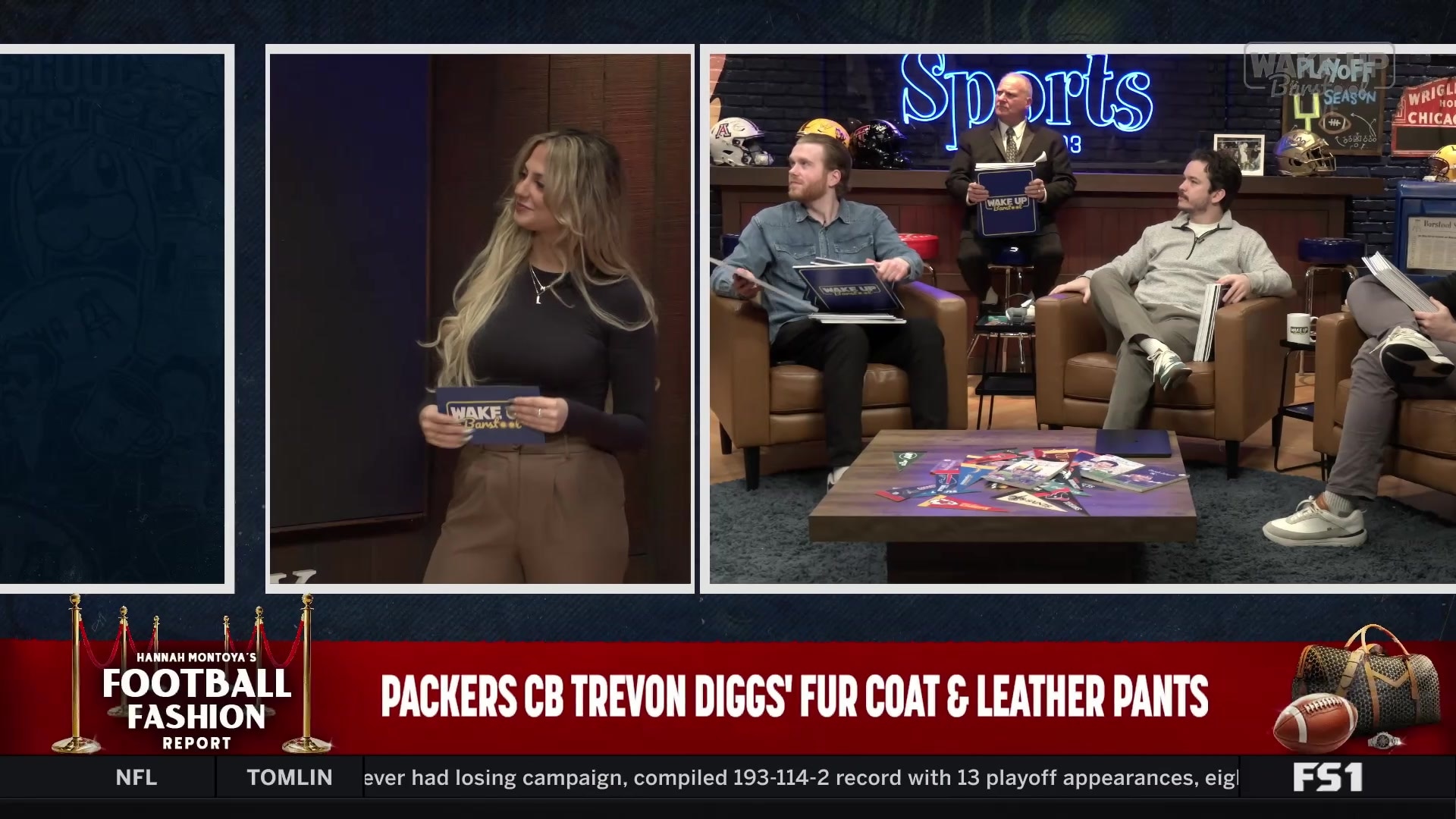 Trevon Diggs rocks fur coat and leather pants with rockstar vibe