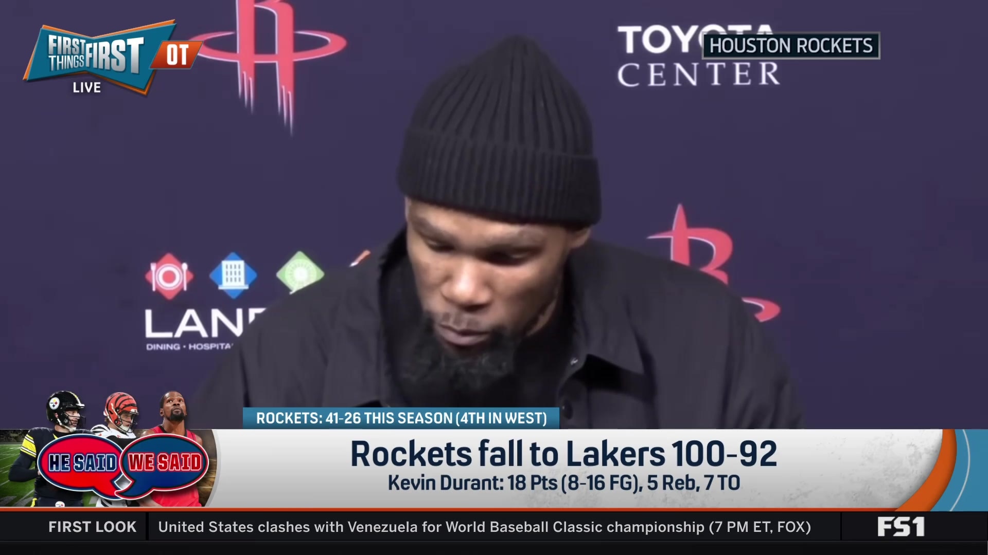 Kevin Durant blames himself for Rockets' loss to Lakers