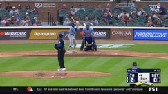 Chandler Simpson lays down an RBI bunt single