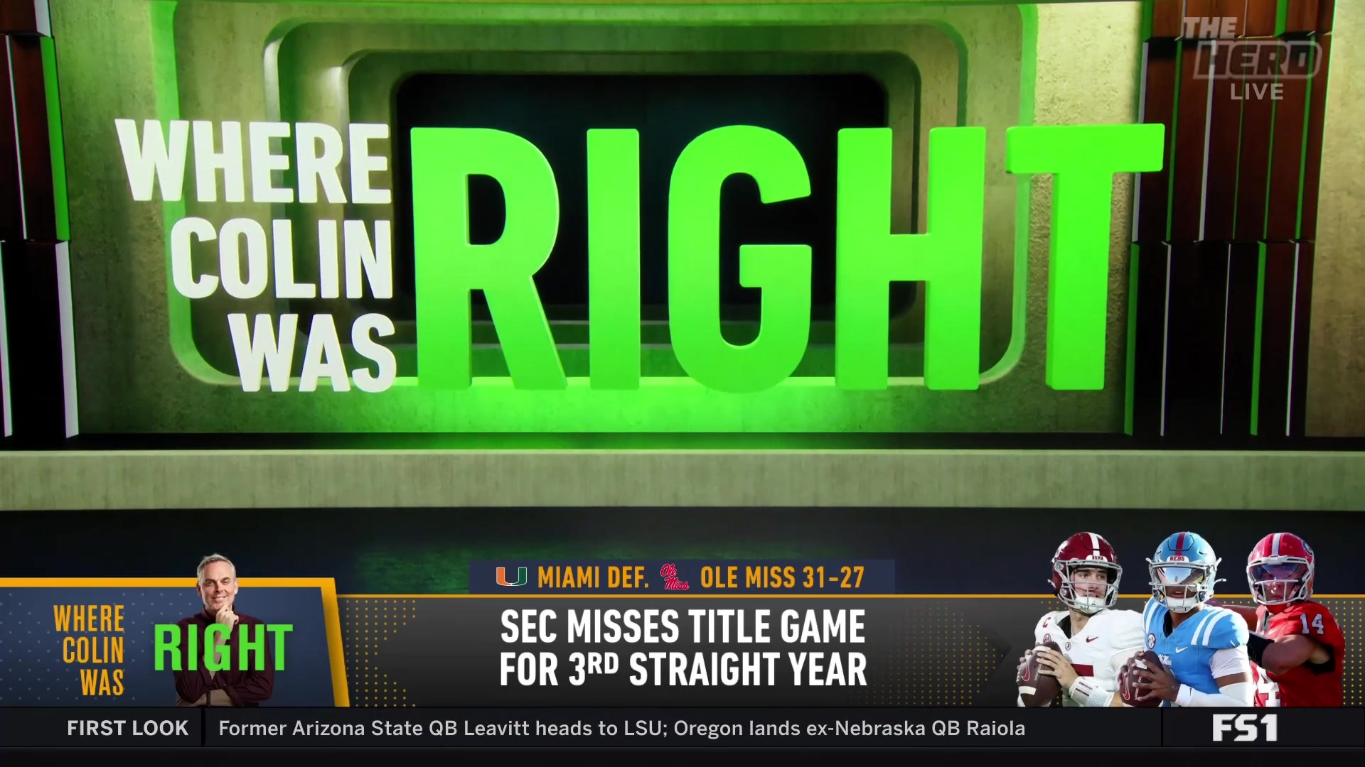 Colin Cowherd claims SEC missing CFP National Title game for 3rd straight year