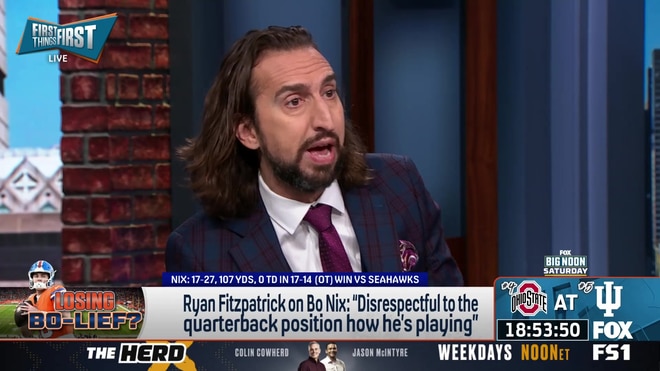 Nick Wright reacts to Ryan Fitzpatrick calling Bo Nix's play "disrespectful"