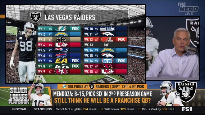 Colin Cowherd predicts when Fernando Mendoza will start for the Raiders