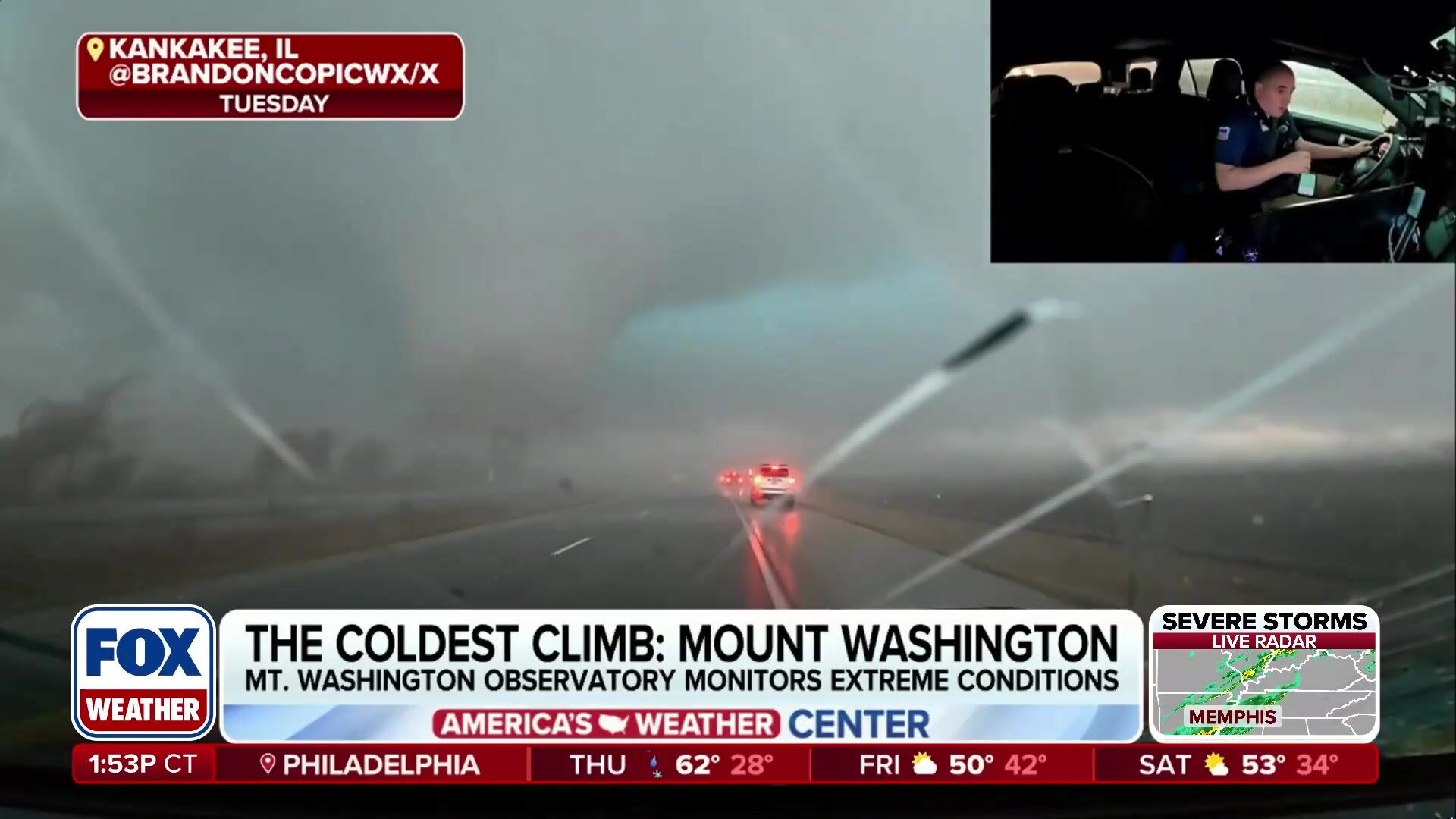 Watch Storm chaser's windshield smashed by massive hail in Kankakee, IL ...