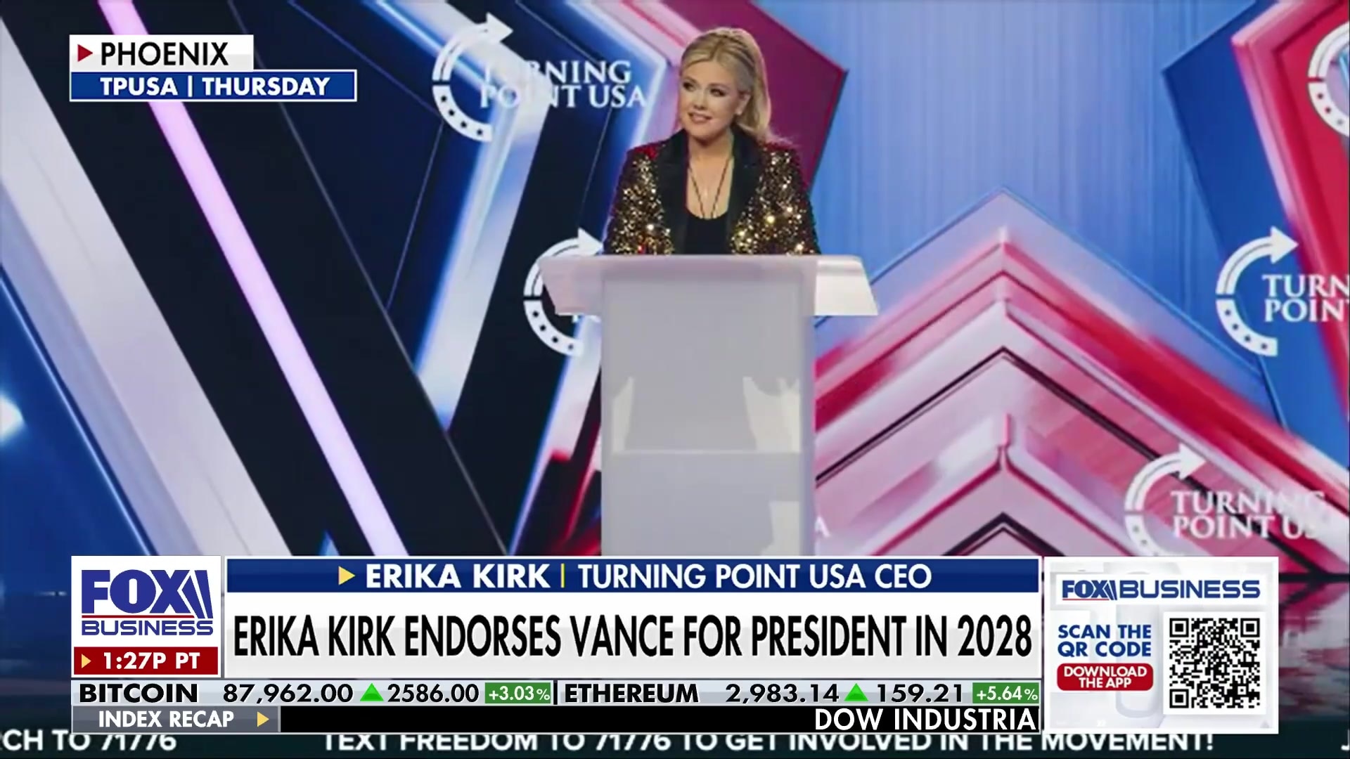 Watch Erika Kirk endorses JD Vance for President in 2028 Online | FOX One