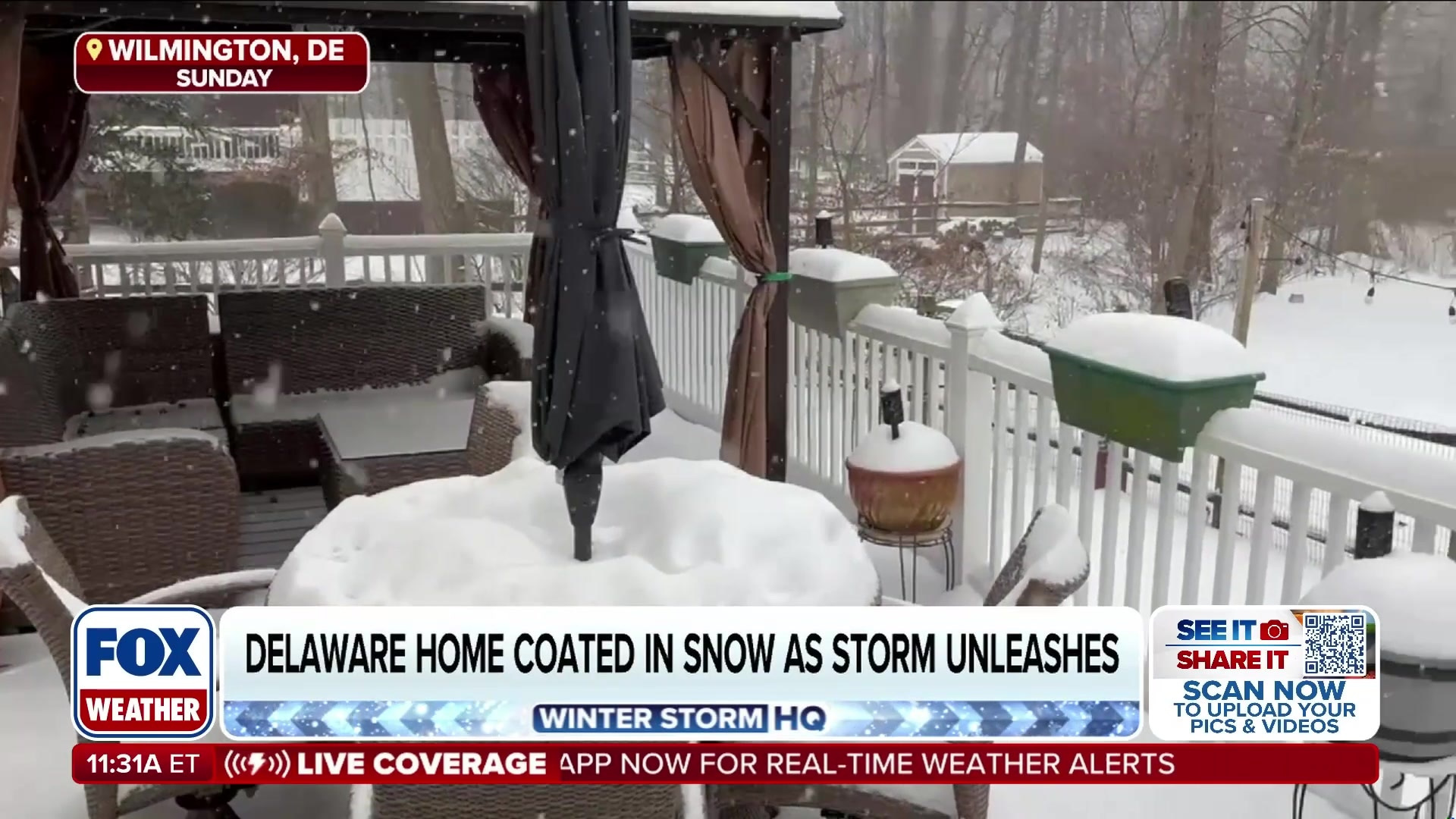 Delaware home coated in snow as storm unleashes
