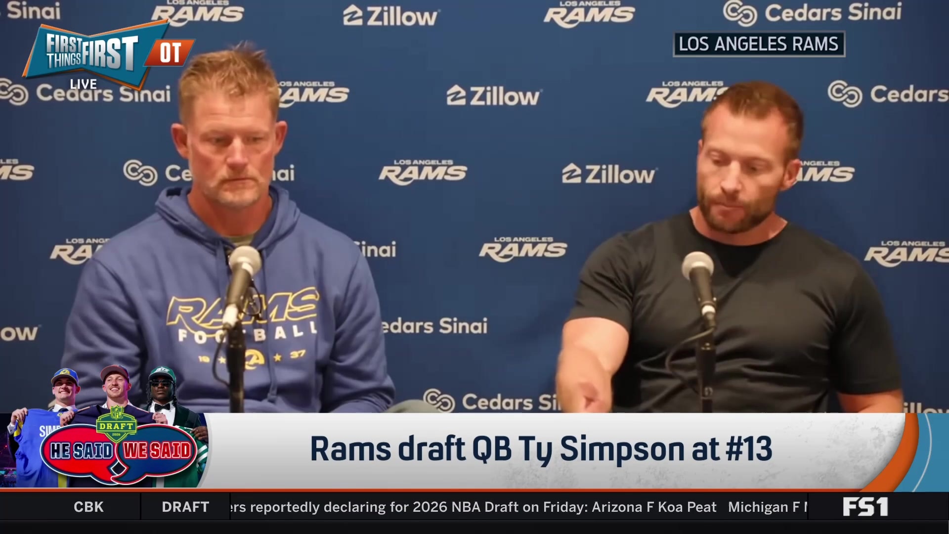 Sean McVay discusses Rams drafting QB Ty Simpson at #13