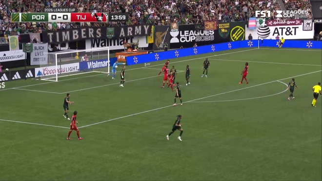 Felipe Mora's header is saved by the goalkeeper