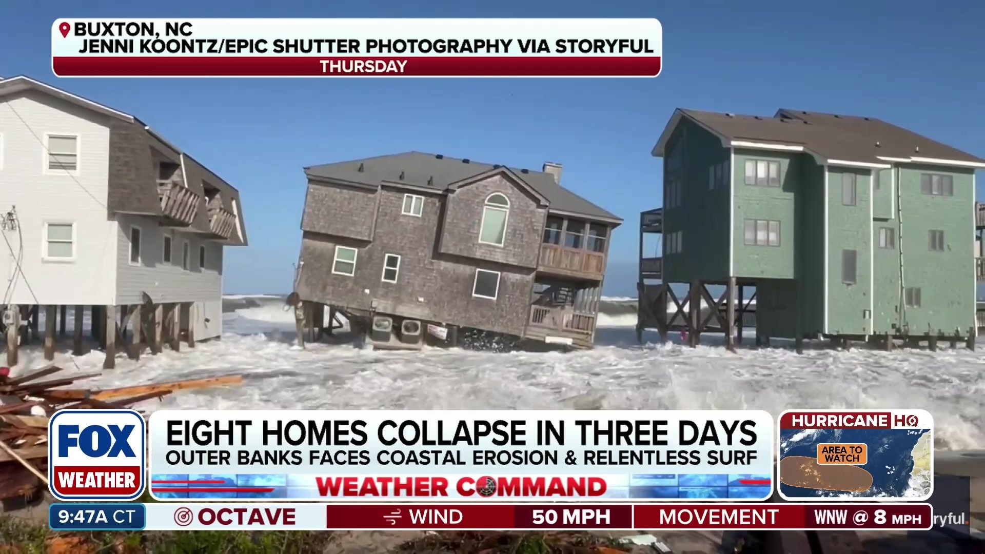 Eight homes collapse due to relentless coastal erosion in Outer Banks, NC