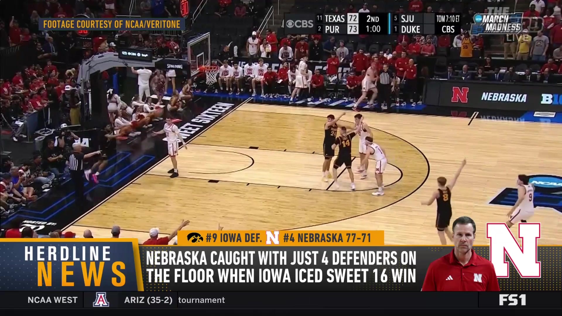 Nebraska's basketball blunder: Four defenders on the court